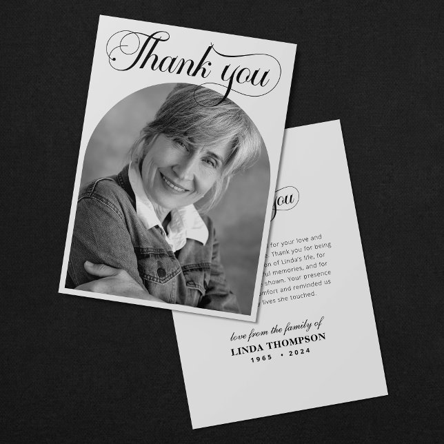 Elegant Funeral Memorial Photo Thank You Card (Creator Uploaded)