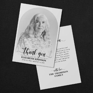 Elegant Funeral Memorial Photo Thank You Card