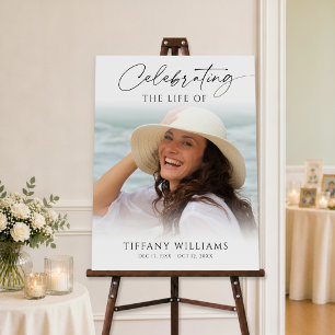 Elegant Funeral Memorial Photo Welcome Sign