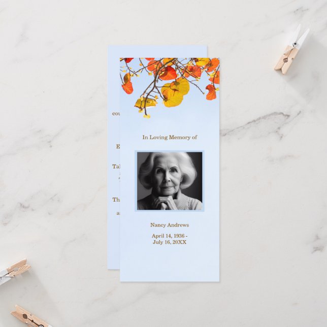  Elegant Funeral Memorial Service Bookmark Card (Front/Back In Situ)