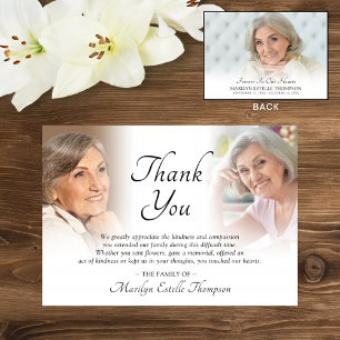 Elegant Funeral Memorial Thank You 3 Photos Card