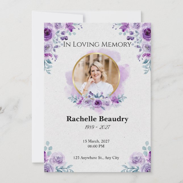 Elegant Funeral Memorial Thank You Card (Front)