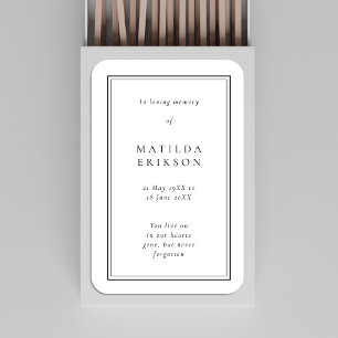 Elegant Funeral Minimal Classic Memorial Keepsake Matchboxes