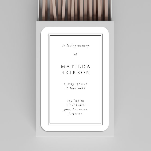 Elegant Funeral Minimal Classic Memorial Keepsake Matchboxes (Creator Uploaded)