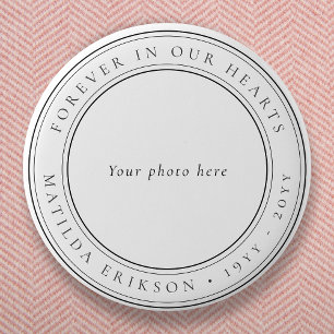 Elegant Funeral Minimal Classic Memorial Photo Button