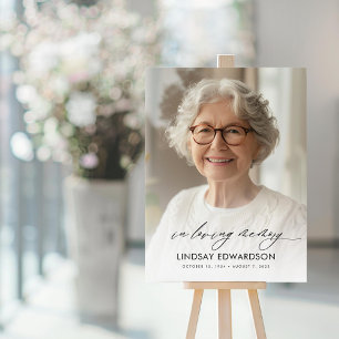 Elegant Funeral Photo In Loving Memory Acrylic Sign