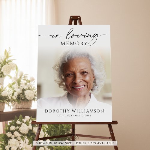 Elegant Funeral Photo In Loving Memory Sign