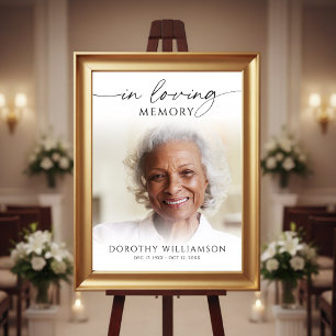 Elegant Funeral Photo In Loving Memory Sign