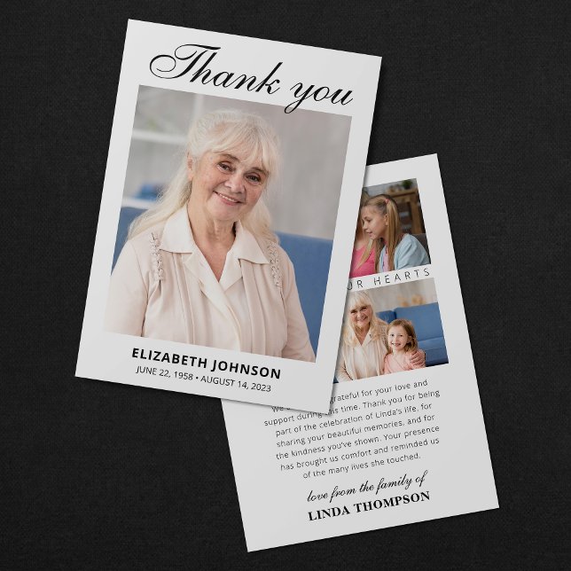 Elegant Funeral Photo Memorial Thank You Card (Creator Uploaded)