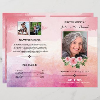 Elegant Funeral Program Template | Zazzle