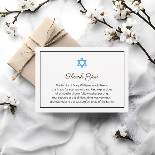 Elegant Funeral Religious Star of David Thank You  (Creator Uploaded)
