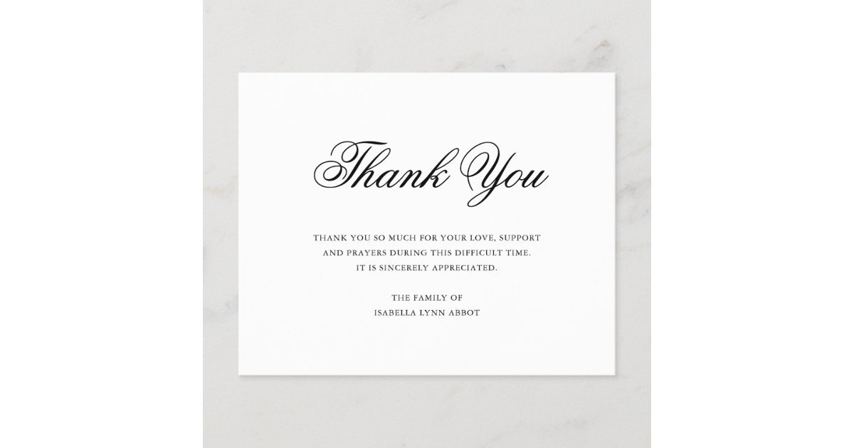 thank you card wording for funeral