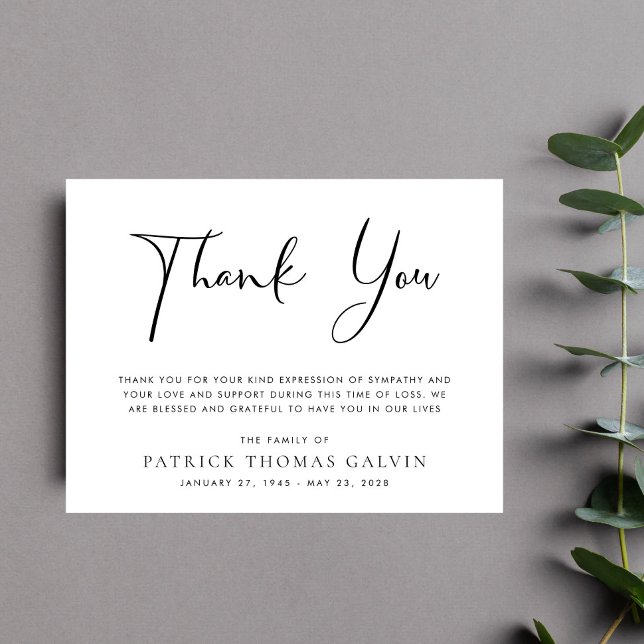 Elegant Funeral Thank You Card (Elegant Funeral Thank You Card)