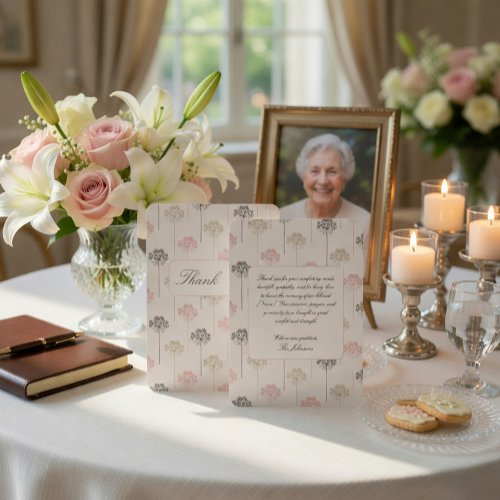 Elegant Funeral Thank You Card with Soft Flowers