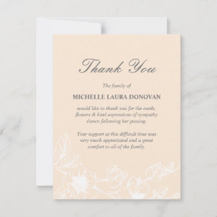 Elegant Funeral Thank You Note   Blush Magnolia Card