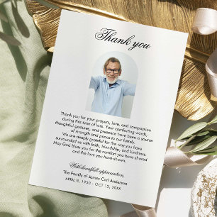 Elegant Funeral Thank you Photo Arch Memorial Card