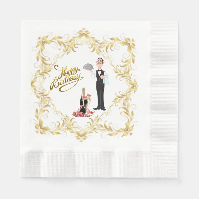 Elegant Funny Butler Paper  Napkins (Front)