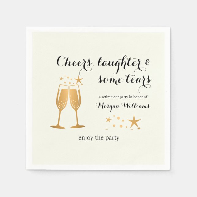 Elegant Funny Cheers Laughter Tears Retirement  Napkins (Front)