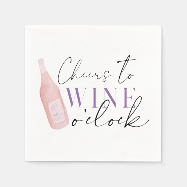 Elegant Funny Cheers Wine o clock Party  Napkins (Front)