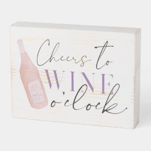 Elegant Funny Cheers Wine o clock Wooden Box Sign