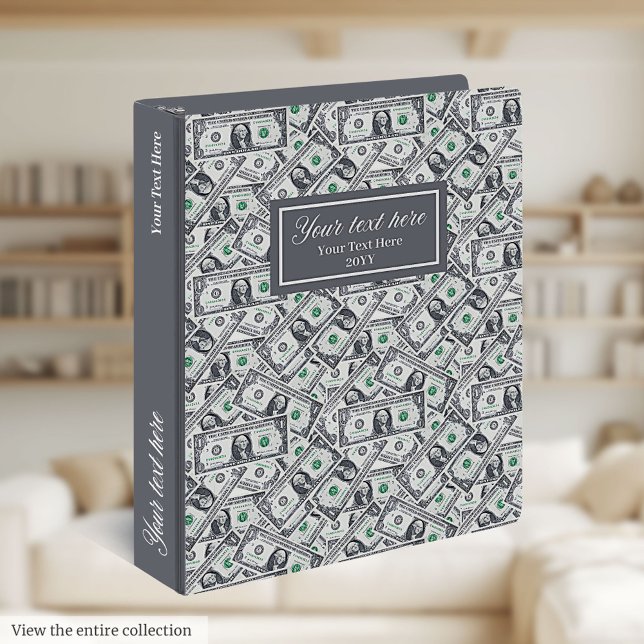 Elegant funny gift dollar print custom name humor 3 ring binder (Elegant funny gift dollar print custom name humor 3 ring binder)