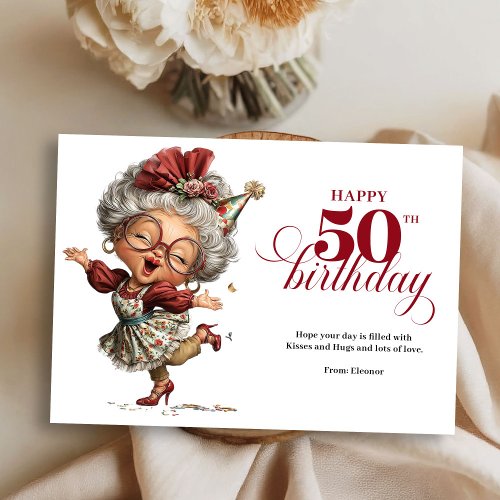 Elegant Funny Lady 50th Birthday Humor Greeting  