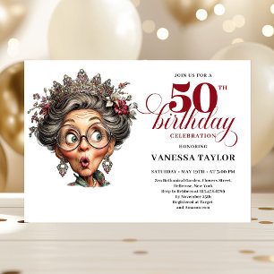 Elegant Funny Lady 50th Birthday Humor Party Invitation