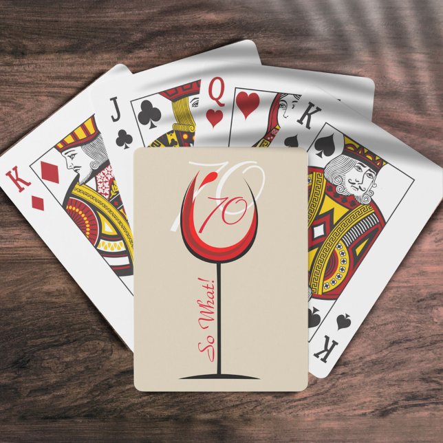 Elegant Funny Red Wine 70 so what 70th Birthday Poker Cards (Creator Uploaded)