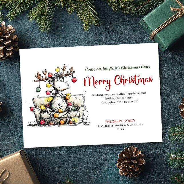 Elegant Funny Reindeer Christmas Greeting Card (Elegant Funny Reindeer Christmas Greeting Card)