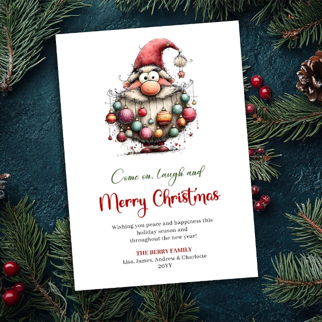 Elegant Funny Santa Watercolor Holiday Greeting Card (Elegant Funny Santa Watercolor Holiday Greeting)