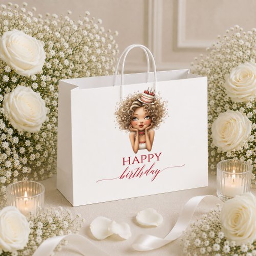 Elegant Funny Woman Burgundy Script Birthday gift Large Gift Bag