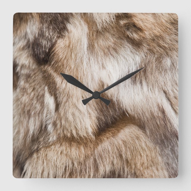 Elegant fur texture square wall clock (Front)