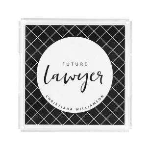 Elegant Future Lawyer Check Pattern Personalized Acrylic Tray