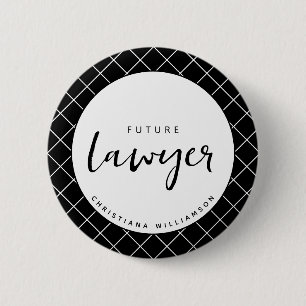 Elegant Future Lawyer Check Pattern Personalized Button