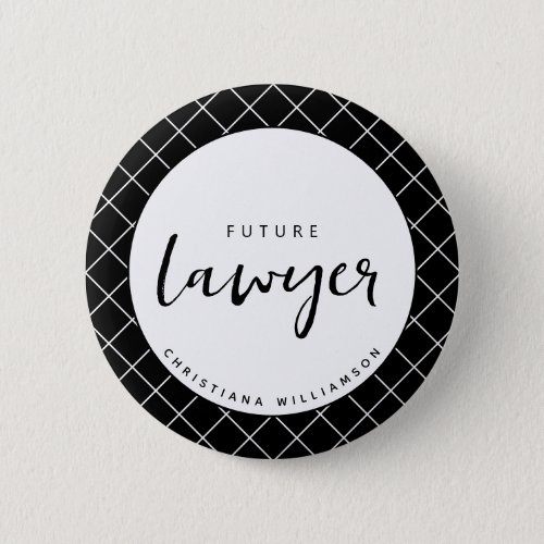 Elegant Future Lawyer Check Pattern Personalized Button