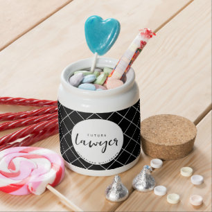 Elegant Future Lawyer Check Pattern Personalized Candy Jar