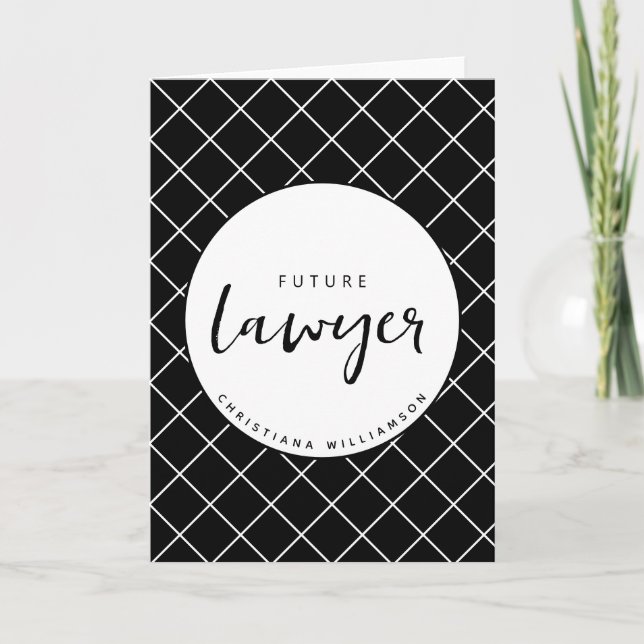 Elegant Future Lawyer Check Pattern Personalized Card (Front)