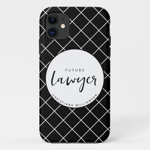 Elegant Future Lawyer Check Pattern Personalized iPhone 11 Case