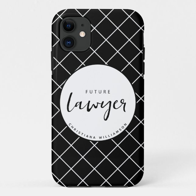Elegant Future Lawyer Check Pattern Personalized Case-Mate iPhone Case (Back)