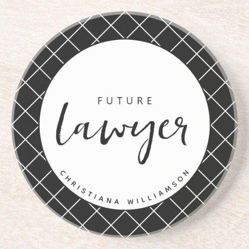 Elegant Future Lawyer Check Pattern Personalized Coaster