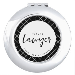 Elegant Future Lawyer Check Pattern Personalized Compact Mirror