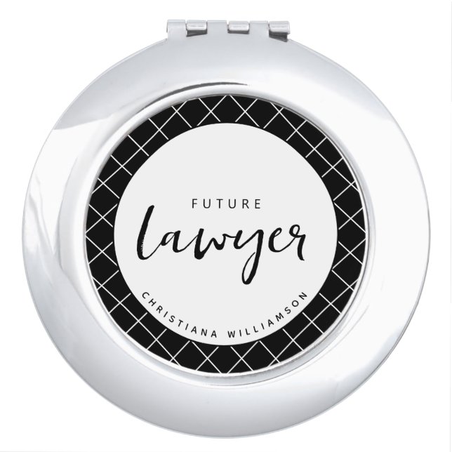 Elegant Future Lawyer Check Pattern Personalized Compact Mirror (Front)