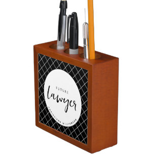 Elegant Future Lawyer Check Pattern Personalized Desk Organizer