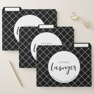 Elegant Future Lawyer Check Pattern Personalized File Folder