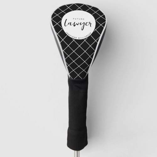 Elegant Future Lawyer Check Pattern Personalized Golf Head Cover