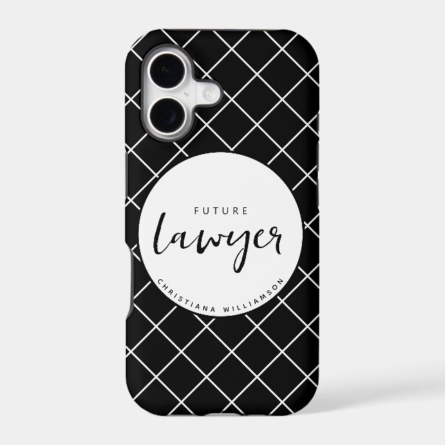 Elegant Future Lawyer Check Pattern Personalized Iphone Case (Back)