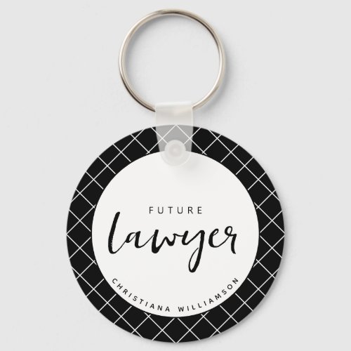 Elegant Future Lawyer Check Pattern Personalized Keychain