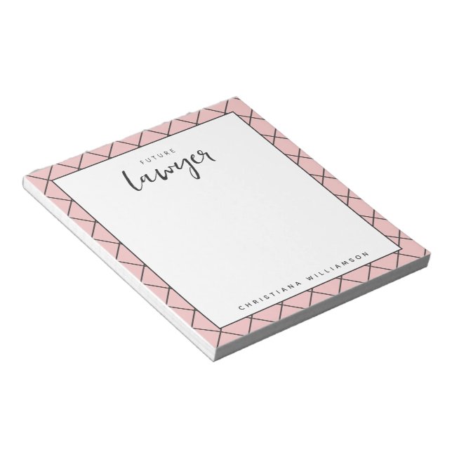 Elegant Future Lawyer Check Pattern Personalized Notepad (Angled)