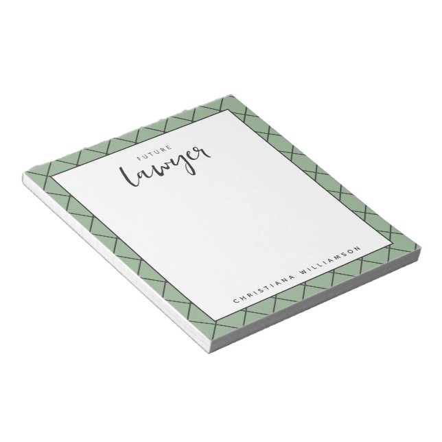 Elegant Future Lawyer Check Pattern Personalized Notepad (Angled)