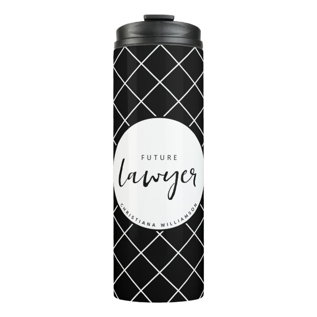 Elegant Future Lawyer Check Pattern Personalized Thermal Tumbler (Front)